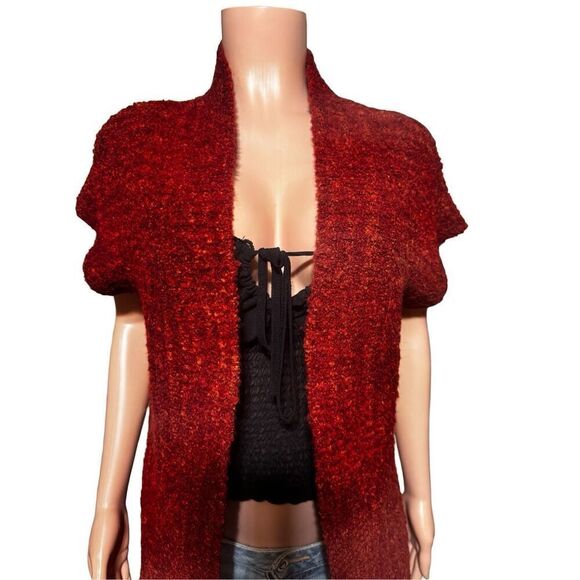 Pulp short sleeve open front cardigan pomegranate sweater M - Picture 4 of 6
